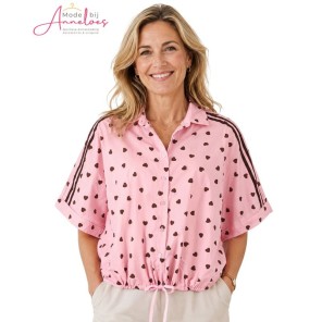 Enjoy Blouse KM 503617 hartjes bies Rose